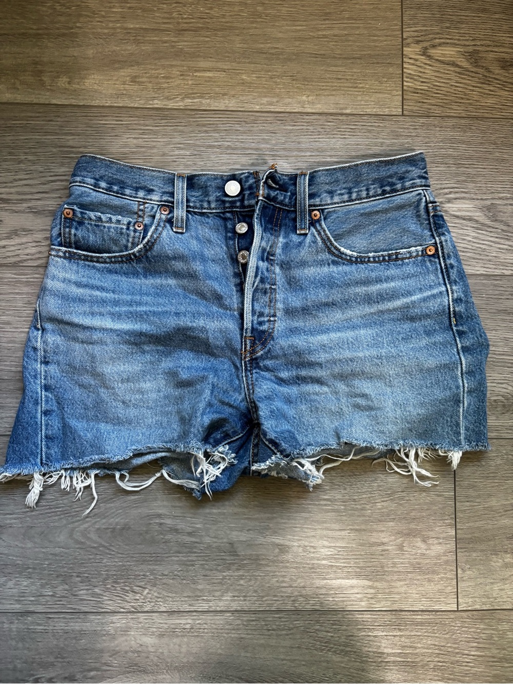 Levi's Distressed Blue Denim Cutoff Shorts